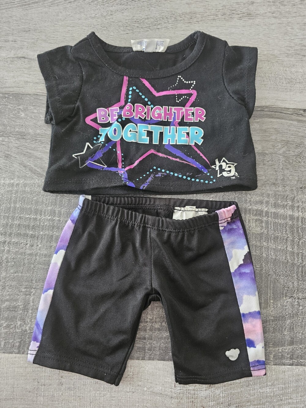 Build A Bear Girl Black & Purple Athletic Clothes Outfit Neon Colors #25